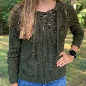 Olive Green Tye Sweater